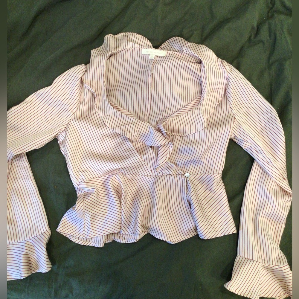 Dance and marvel, medium, pinstriped, silk, red and white, frills